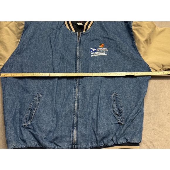 Vintage USPS Postal Service Denim Bomber Jacket Los Angeles Mens XXL Made in USA - Picture 5 of 7